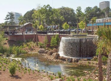 waterfall and infrastructure at Cascades Park